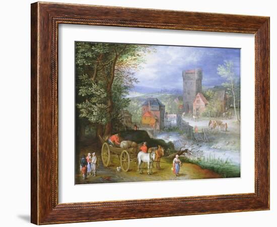 A River Landscape with a Watermill-Jan Brueghel the Younger-Framed Giclee Print