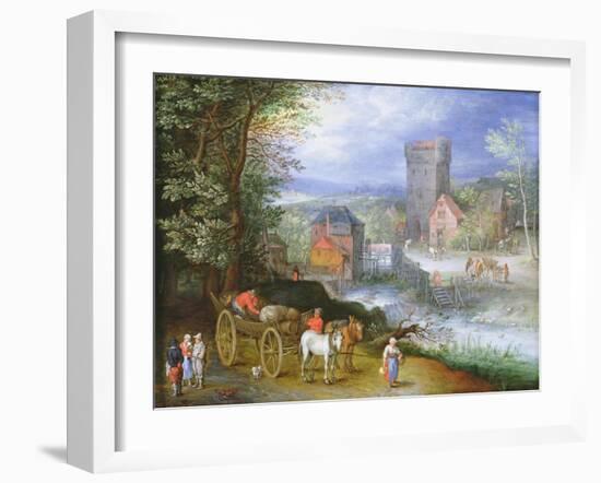 A River Landscape with a Watermill-Jan Brueghel the Younger-Framed Giclee Print