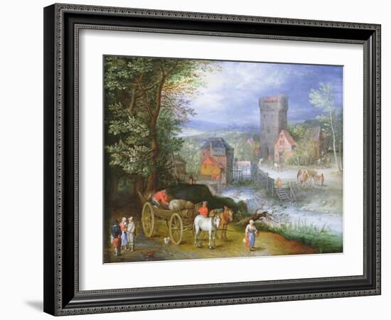 A River Landscape with a Watermill-Jan Brueghel the Younger-Framed Giclee Print