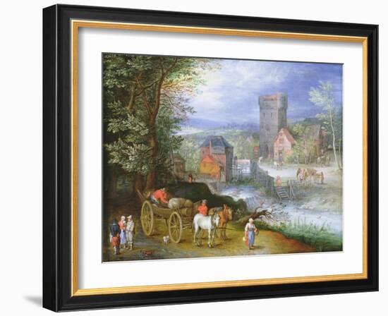 A River Landscape with a Watermill-Jan Brueghel the Younger-Framed Giclee Print