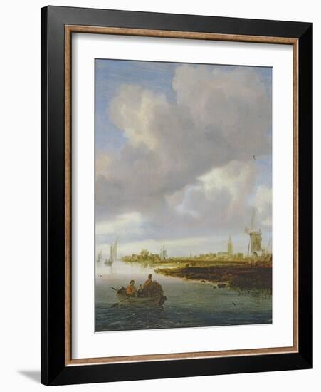 A River Landscape with Figures in a Rowing Boat-Salomon van Ruisdael-Framed Giclee Print