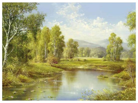 'A River Landscape' Art Print - H. Buchner | Art.com