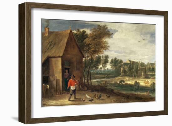 A River Landscape-David the Younger Teniers-Framed Giclee Print