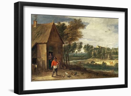 A River Landscape-David the Younger Teniers-Framed Giclee Print