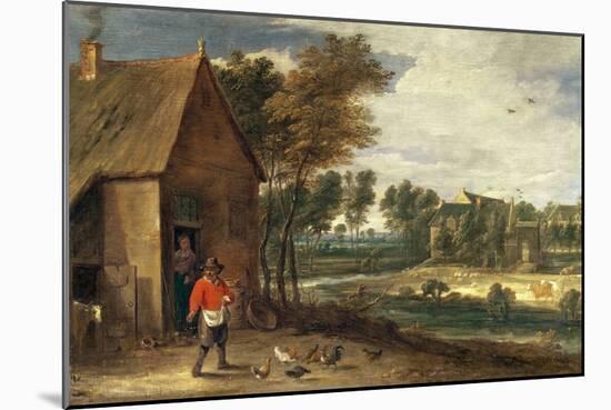 A River Landscape-David the Younger Teniers-Mounted Giclee Print