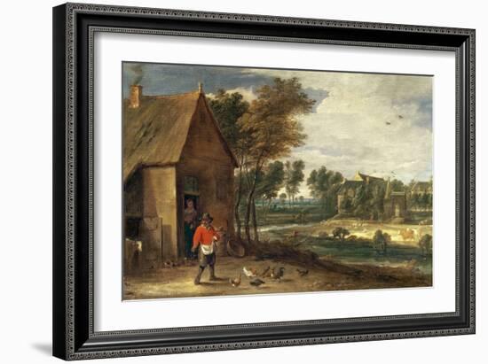 A River Landscape-David the Younger Teniers-Framed Giclee Print