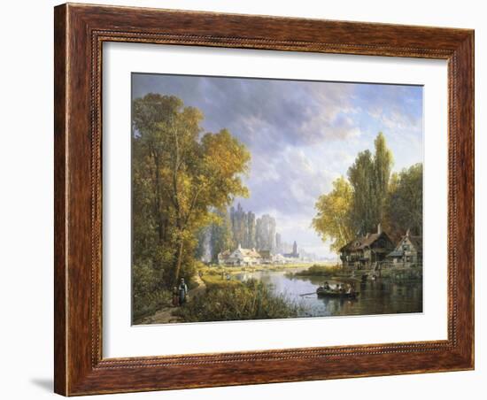 A River Scene in France-Charles Euphrasie Kuwasseg-Framed Giclee Print