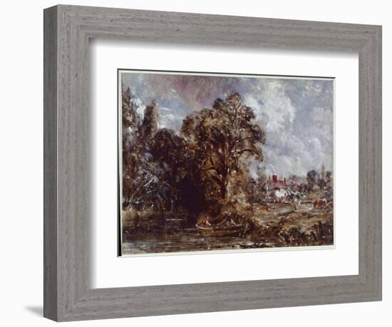 A River Scene, with a Farmhouse near the Water's Edge (Oil on Canvas, 1830-1836)-John Constable-Framed Giclee Print