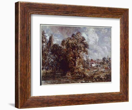 A River Scene, with a Farmhouse near the Water's Edge (Oil on Canvas, 1830-1836)-John Constable-Framed Giclee Print