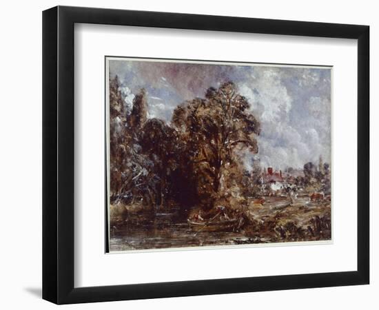 A River Scene, with a Farmhouse near the Water's Edge (Oil on Canvas, 1830-1836)-John Constable-Framed Giclee Print