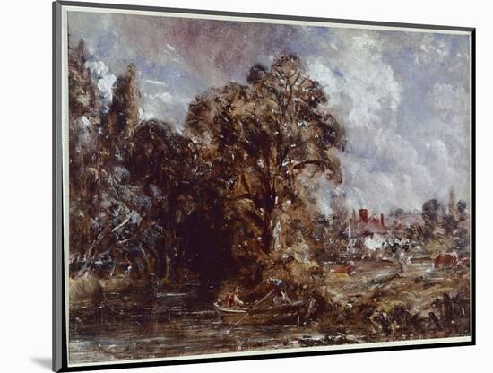 A River Scene, with a Farmhouse near the Water's Edge (Oil on Canvas, 1830-1836)-John Constable-Mounted Giclee Print