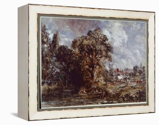 A River Scene, with a Farmhouse near the Water's Edge (Oil on Canvas, 1830-1836)-John Constable-Framed Premier Image Canvas