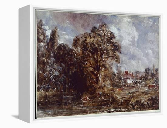 A River Scene, with a Farmhouse near the Water's Edge (Oil on Canvas, 1830-1836)-John Constable-Framed Premier Image Canvas