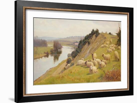 A Riverside Pasture with Sheep-William Sidney Cooper-Framed Giclee Print