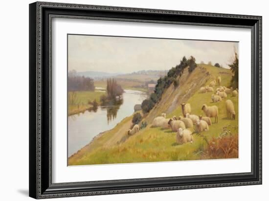 A Riverside Pasture with Sheep-William Sidney Cooper-Framed Giclee Print