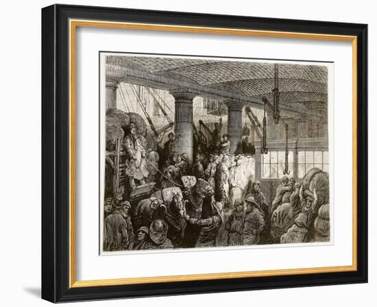 A Riverside Street, from 'London, a Pilgrimage', Written by William Blanchard Jerrold-Gustave Doré-Framed Giclee Print