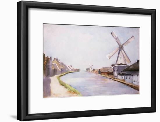 A Riverside Village with Windmills-Lesser Ury-Framed Giclee Print