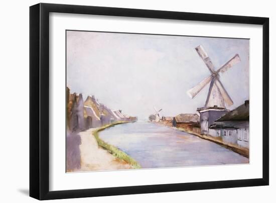 A Riverside Village with Windmills-Lesser Ury-Framed Giclee Print