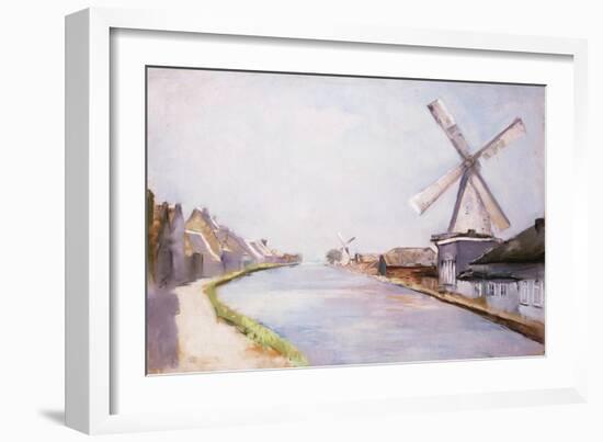A Riverside Village with Windmills-Lesser Ury-Framed Giclee Print