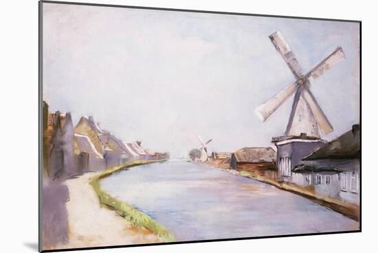 A Riverside Village with Windmills-Lesser Ury-Mounted Giclee Print