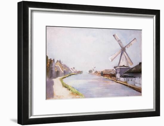 A Riverside Village with Windmills-Lesser Ury-Framed Giclee Print