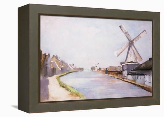 A Riverside Village with Windmills-Lesser Ury-Framed Premier Image Canvas