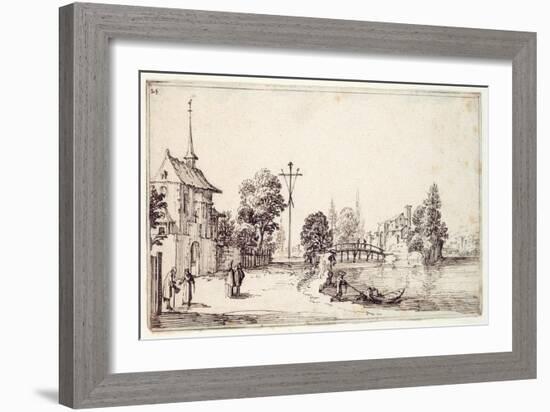 A Road Along the River Bank-Jacques Callot-Framed Giclee Print