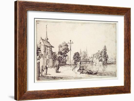 A Road Along the River Bank-Jacques Callot-Framed Giclee Print