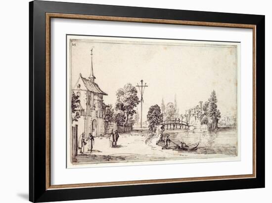 A Road Along the River Bank-Jacques Callot-Framed Giclee Print