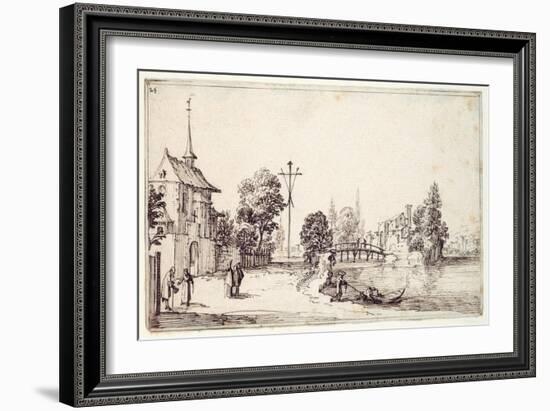 A Road Along the River Bank-Jacques Callot-Framed Giclee Print