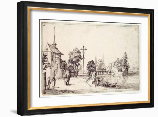 A Road Along the River Bank-Jacques Callot-Framed Giclee Print