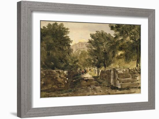 A Road in North Wales with Figures, C.1840-David Cox-Framed Giclee Print