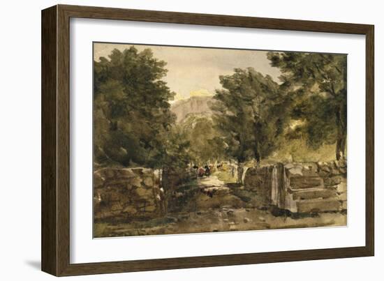 A Road in North Wales with Figures, C.1840-David Cox-Framed Giclee Print