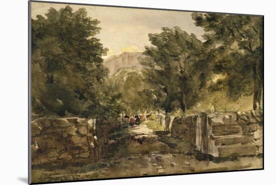 A Road in North Wales with Figures, C.1840-David Cox-Mounted Giclee Print