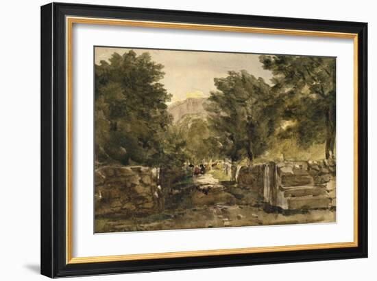 A Road in North Wales with Figures, C.1840-David Cox-Framed Giclee Print