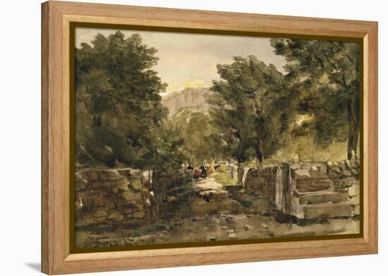 A Road in North Wales with Figures, C.1840-David Cox-Framed Premier Image Canvas