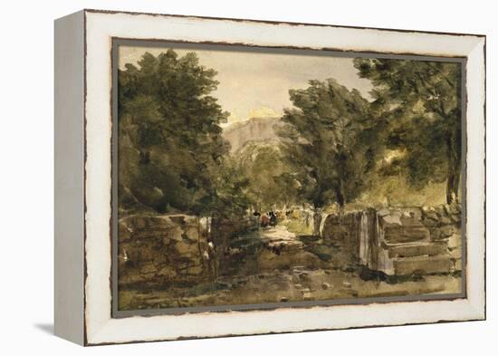 A Road in North Wales with Figures, C.1840-David Cox-Framed Premier Image Canvas