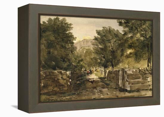 A Road in North Wales with Figures, C.1840-David Cox-Framed Premier Image Canvas