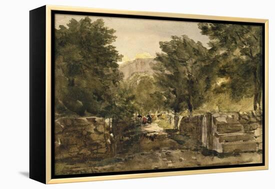 A Road in North Wales with Figures, C.1840-David Cox-Framed Premier Image Canvas