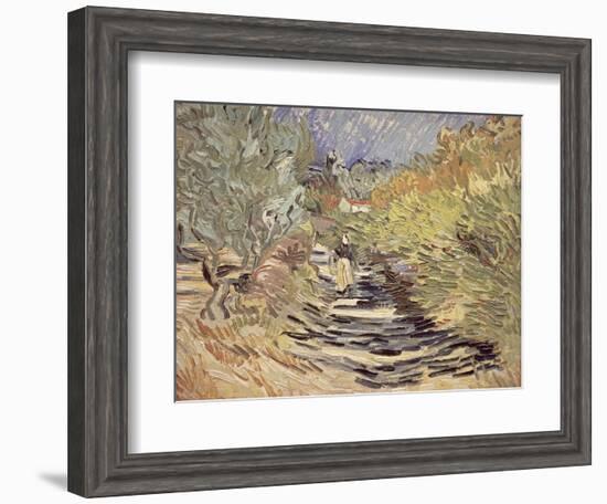 A Road in St. Remy with Female Figures, 1889-Vincent van Gogh-Framed Giclee Print