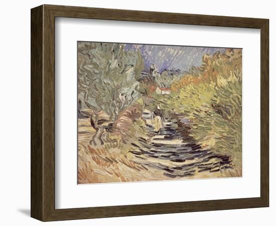 A Road in St. Remy with Female Figures, 1889-Vincent van Gogh-Framed Giclee Print