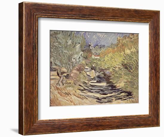 A Road in St. Remy with Female Figures, 1889-Vincent van Gogh-Framed Giclee Print