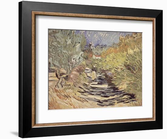 A Road in St. Remy with Female Figures, 1889-Vincent van Gogh-Framed Giclee Print