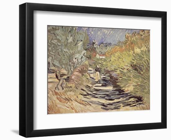 A Road in St. Remy with Female Figures, 1889-Vincent van Gogh-Framed Giclee Print