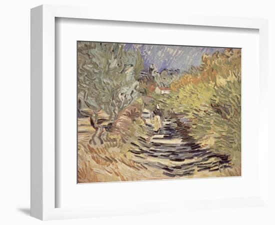 A Road in St. Remy with Female Figures, 1889-Vincent van Gogh-Framed Giclee Print