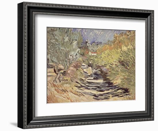 A Road in St. Remy with Female Figures, 1889-Vincent van Gogh-Framed Giclee Print