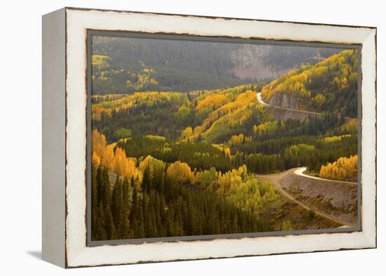A Road Meanders Through the Brilliant Fall Colors of the San Juan Mountains of Colorado-John Alves-Framed Premier Image Canvas