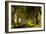 A road runs through the Dark Hedges tree tunnel at sunrise in Northern Ireland, United Kingdom-Logan Brown-Framed Photographic Print