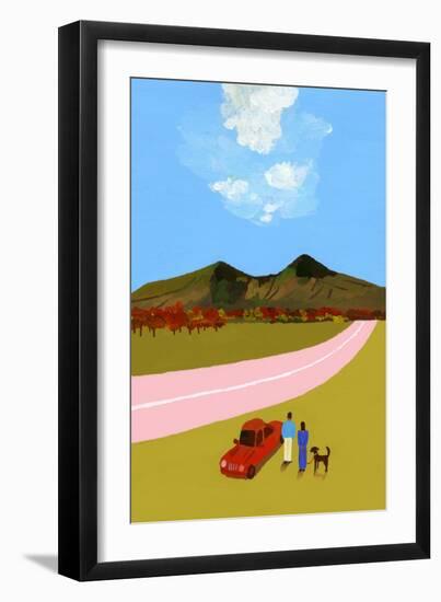 A road trip with the couple and their dog-Hiroyuki Izutsu-Framed Giclee Print