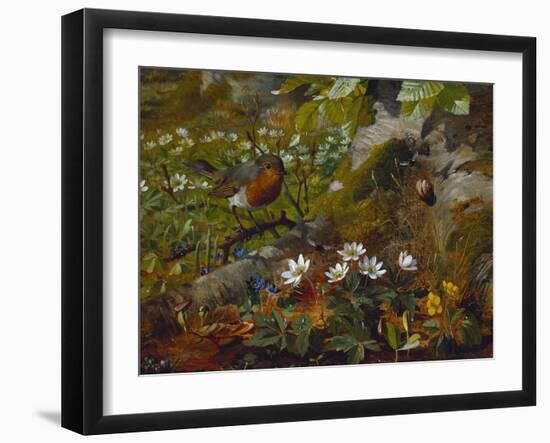 A Robin at the Foot of a Tree-Olaf August Hermansen-Framed Giclee Print